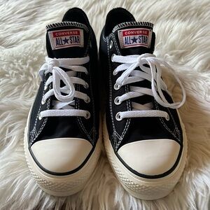 Converse All Star size 9 wide custom design platform sneakers. Black and white.